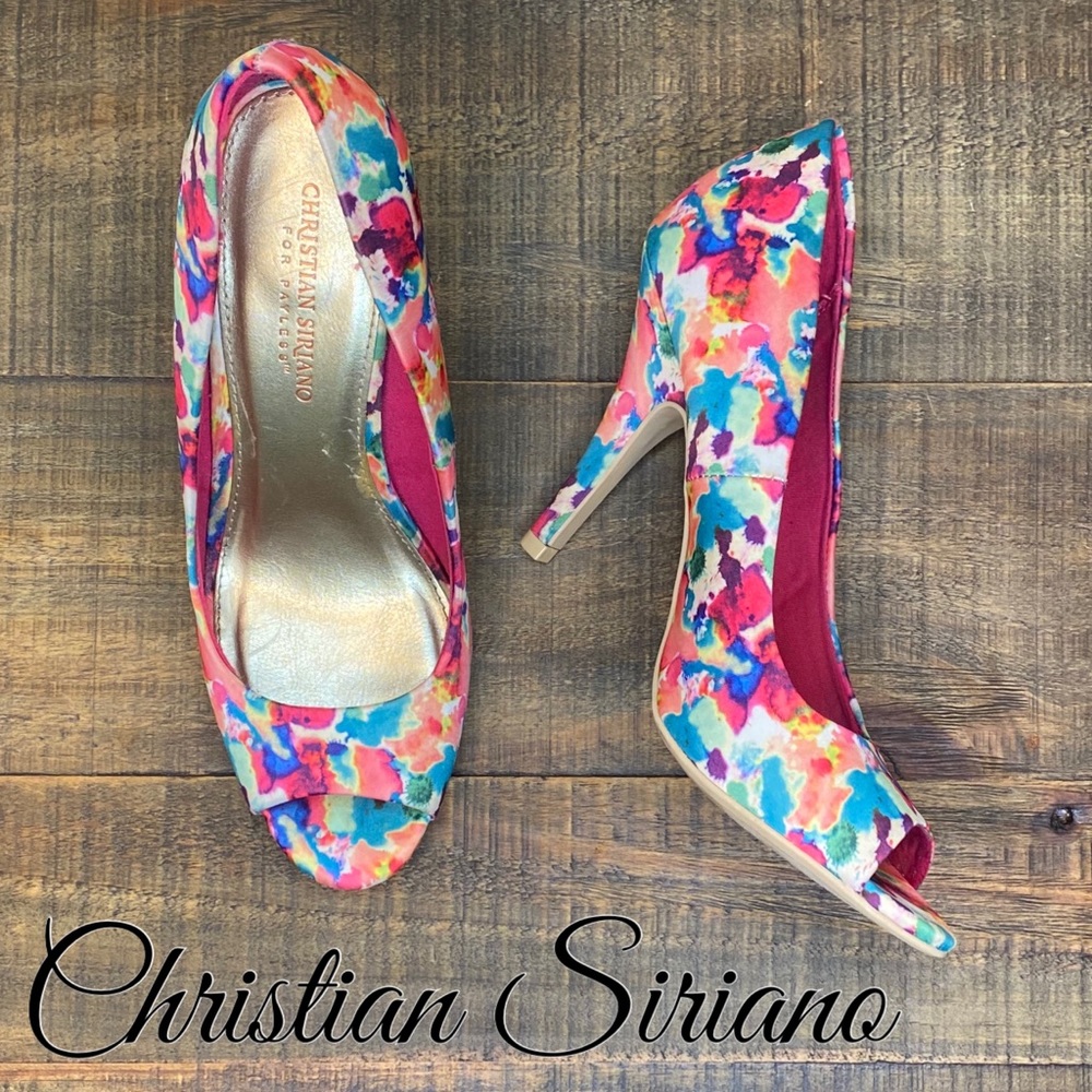 CHRISTIAN SIRIANO FLORAL WOMENS MATTER PEEP HEELS